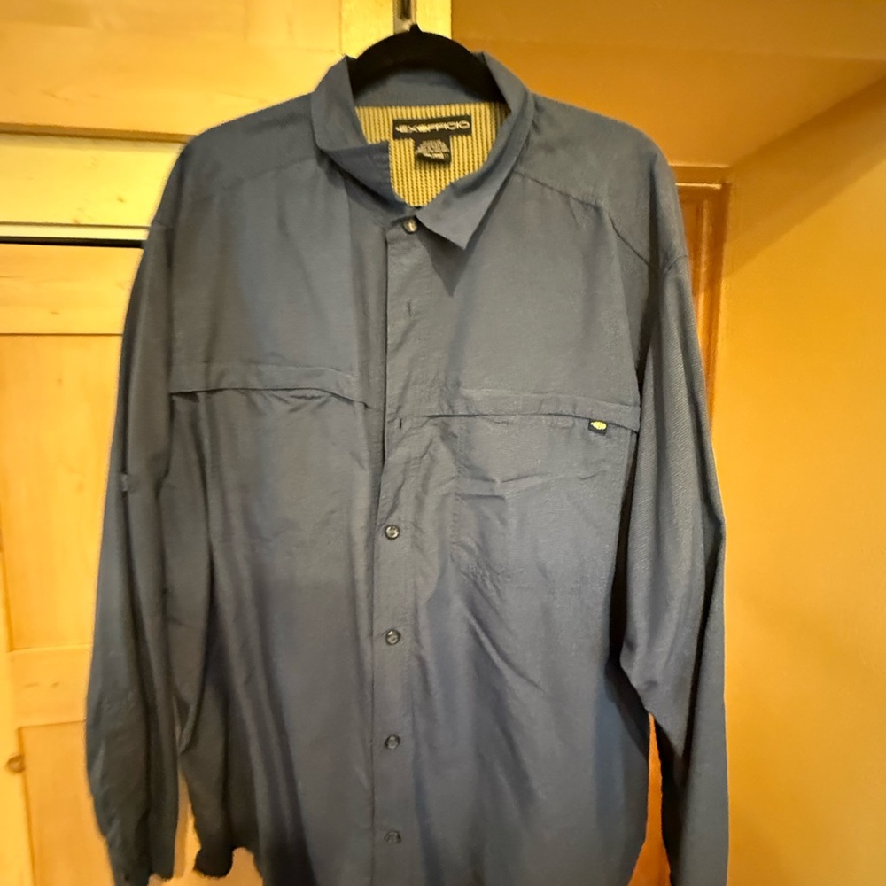 Exofficio Men's Dark Blue checked Casual Button-Down Shirt